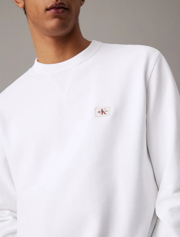 Calvin Klein - Cotton Terry Badge Sweatshirt - White