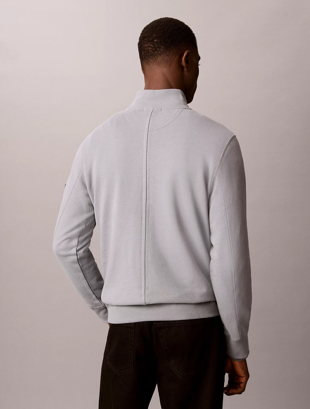 Calvin Klein Cotton Terry Quarter Zip Sweatshirt in Steel Grey