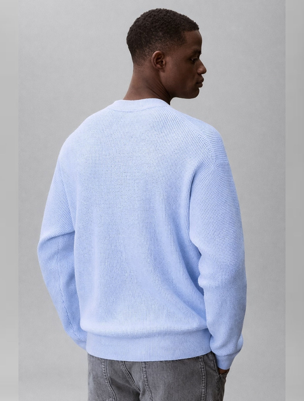 Calvin Klein Cotton Waffle Knit Jumper - Light Blue
