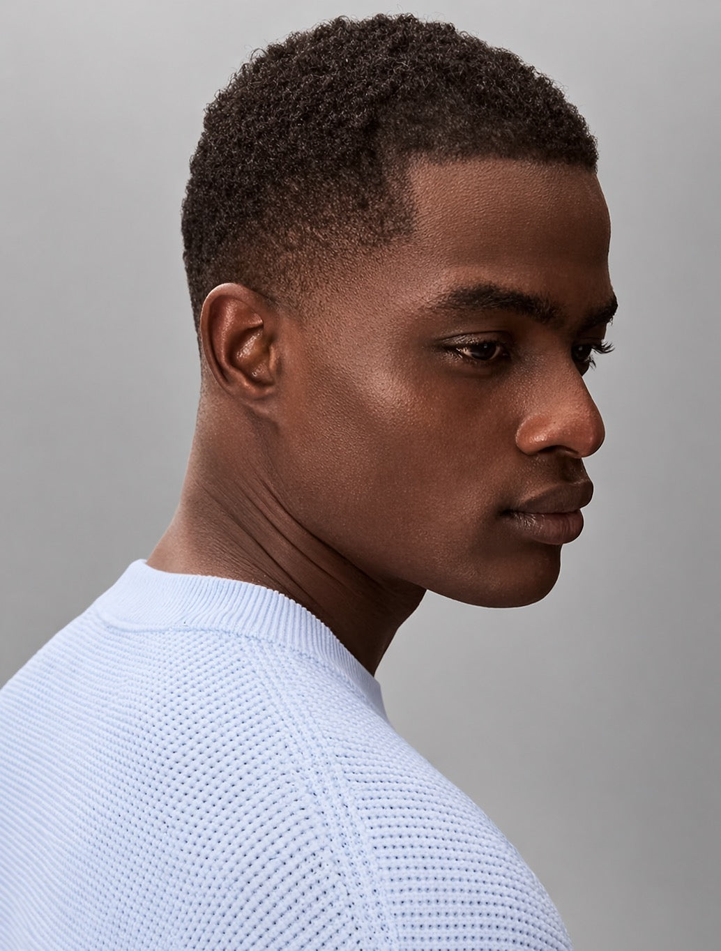 Calvin Klein Cotton Waffle Knit Jumper - Light Blue