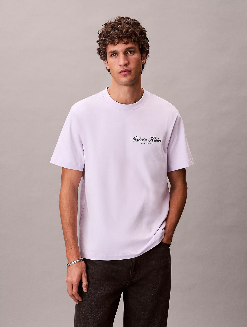Calvin Klein Embroidered Logo T-Shirt - Lavender
