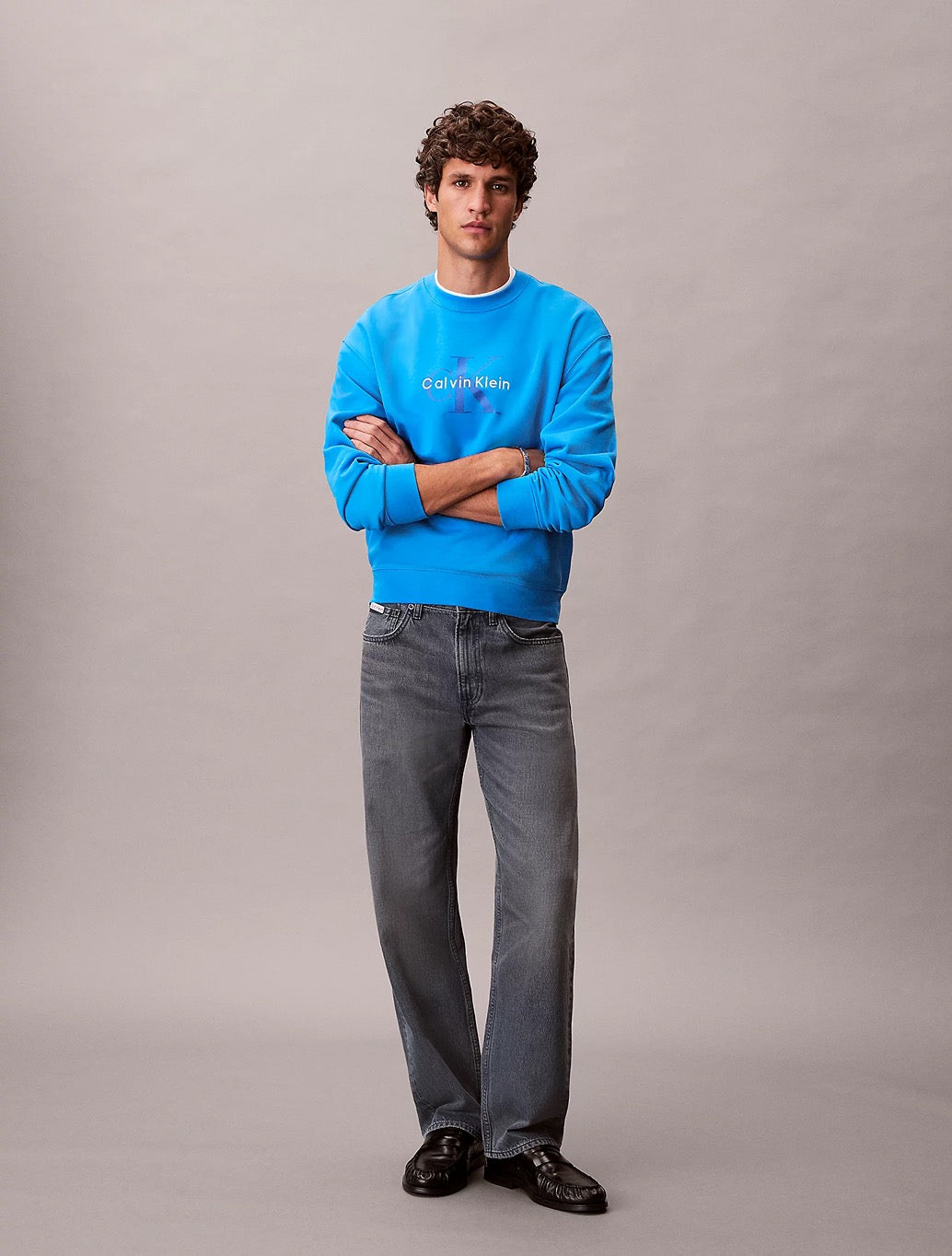Calvin Klein Logo Terry Sweatshirt - Blue