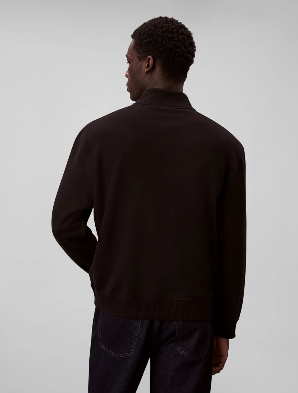 Calvin Klein Long Sleeve Terry Micro Logo Sweatshirt in Black