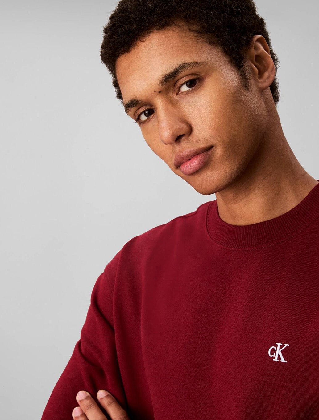 Calvin Klein - Micro Monogram Crew Sweatshirt - Burgundy