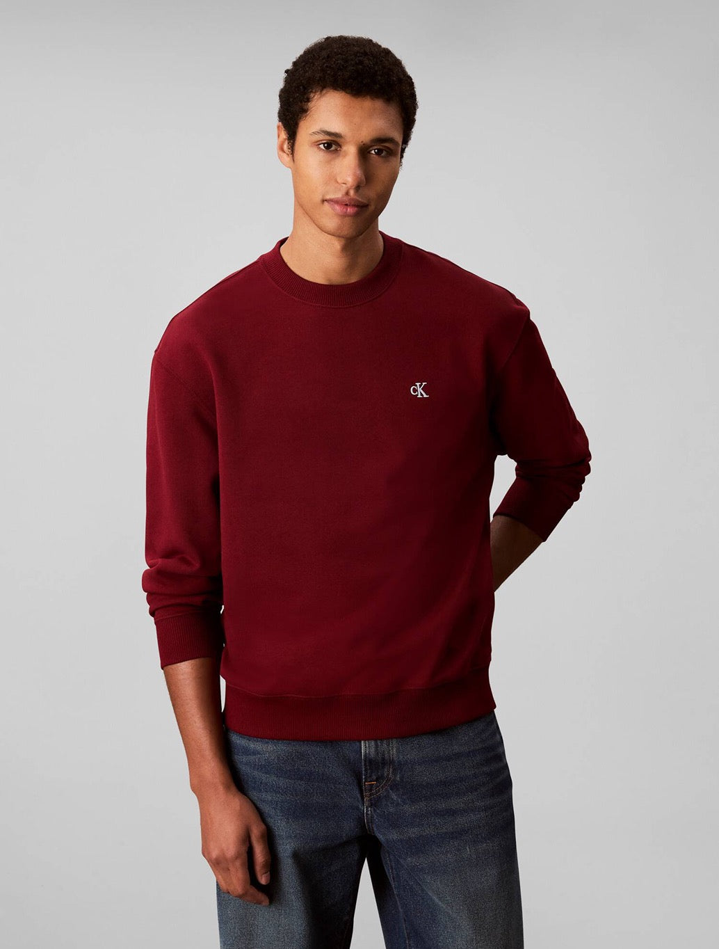 Calvin Klein - Micro Monogram Crew Sweatshirt - Burgundy