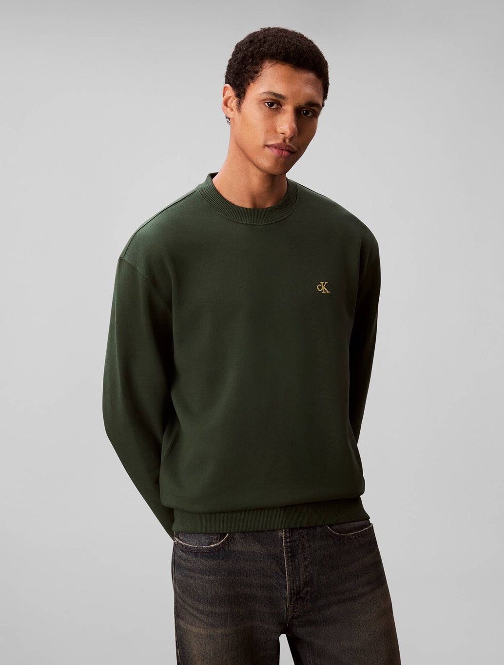 Calvin Klein - Micro Monogram Crew Sweatshirt - Dark Green