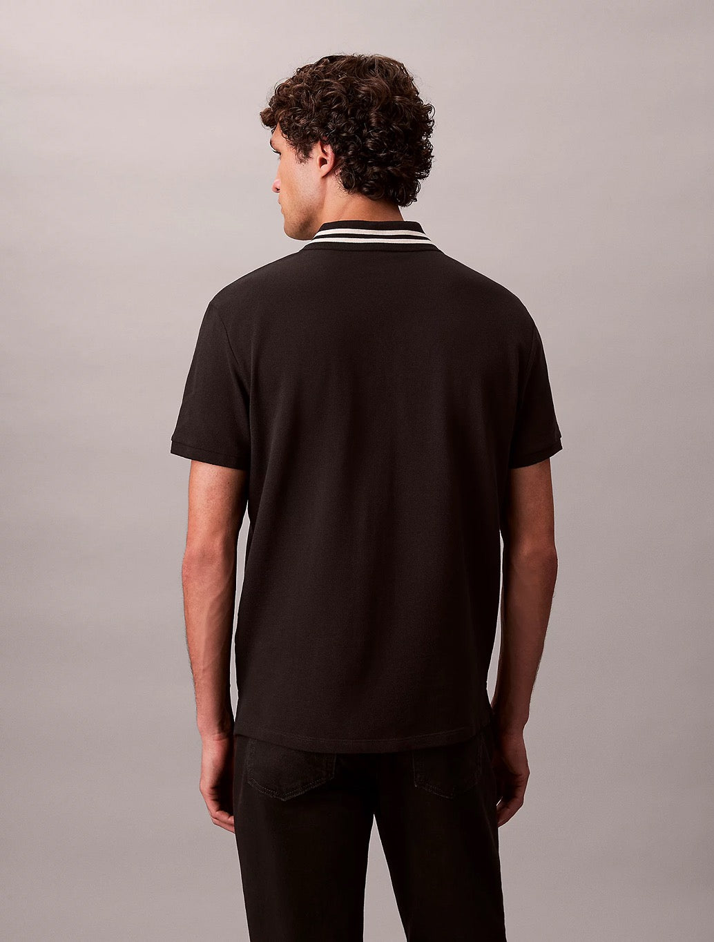 Calvin Klein Pique Tipped Classic Polo Shirt in Black