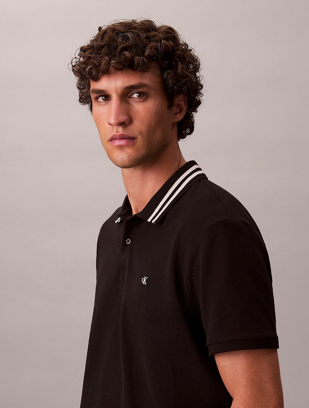 Calvin Klein Pique Tipped Classic Polo Shirt in Black