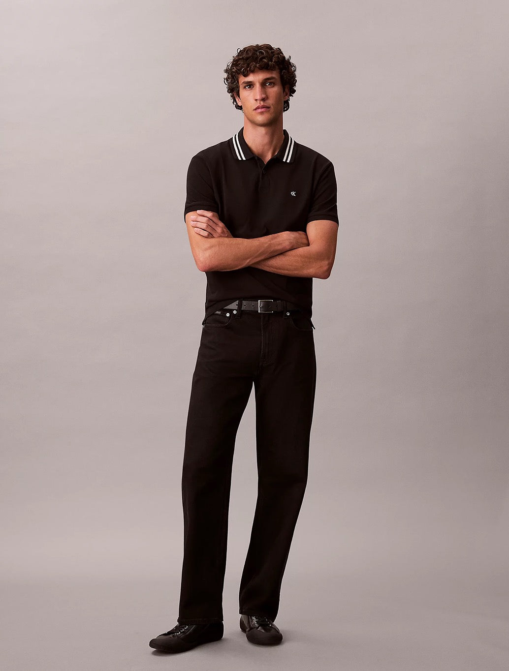 Calvin Klein Pique Tipped Classic Polo Shirt in Black