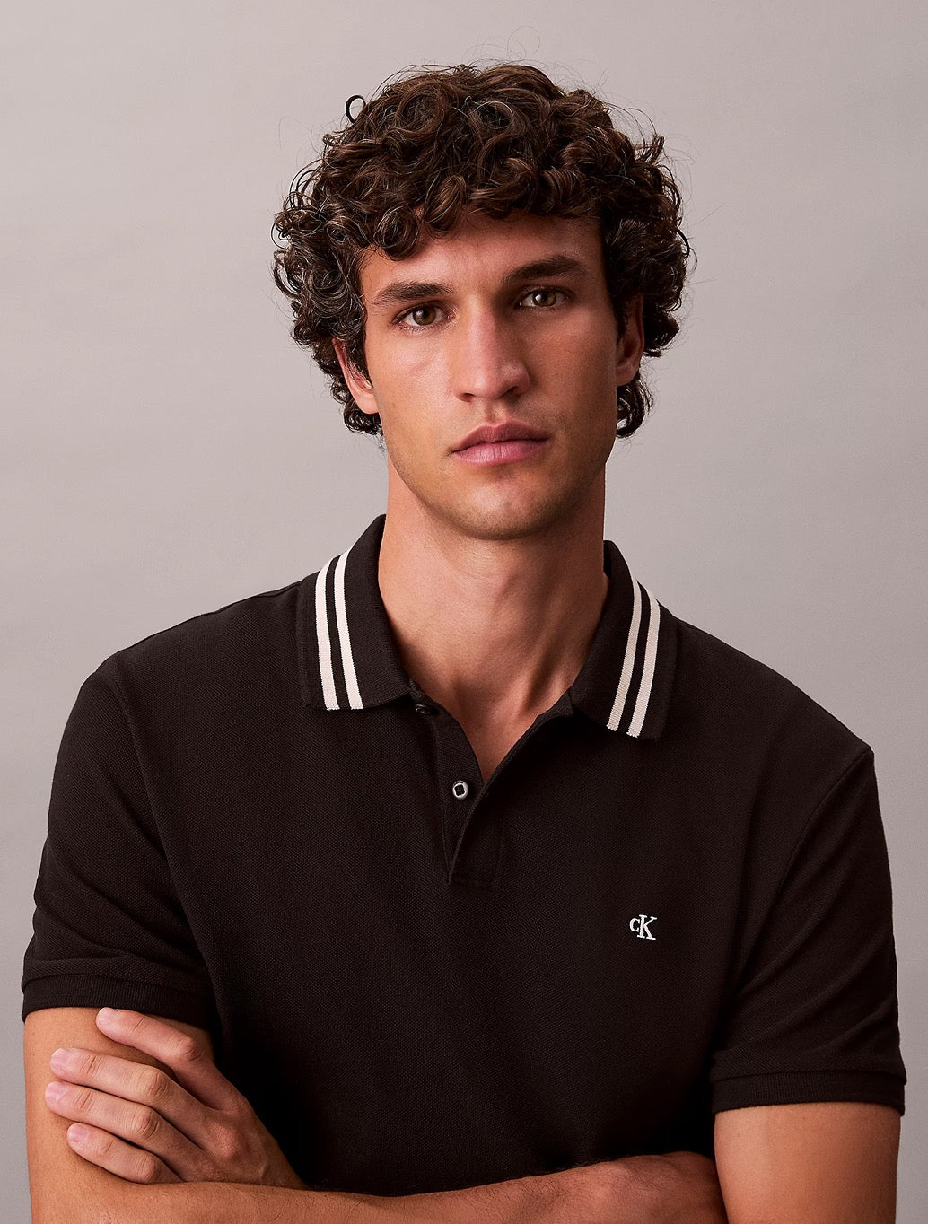 Calvin Klein Pique Tipped Classic Polo Shirt in Black