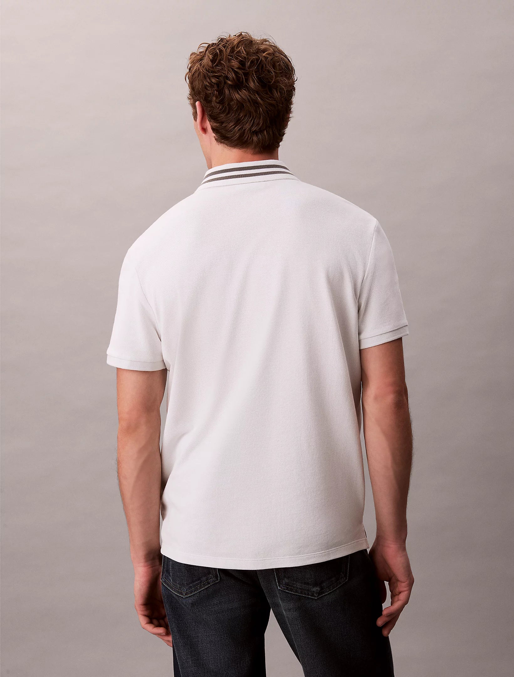 Calvin Klein Pique Tipped Classic Polo Shirt in White