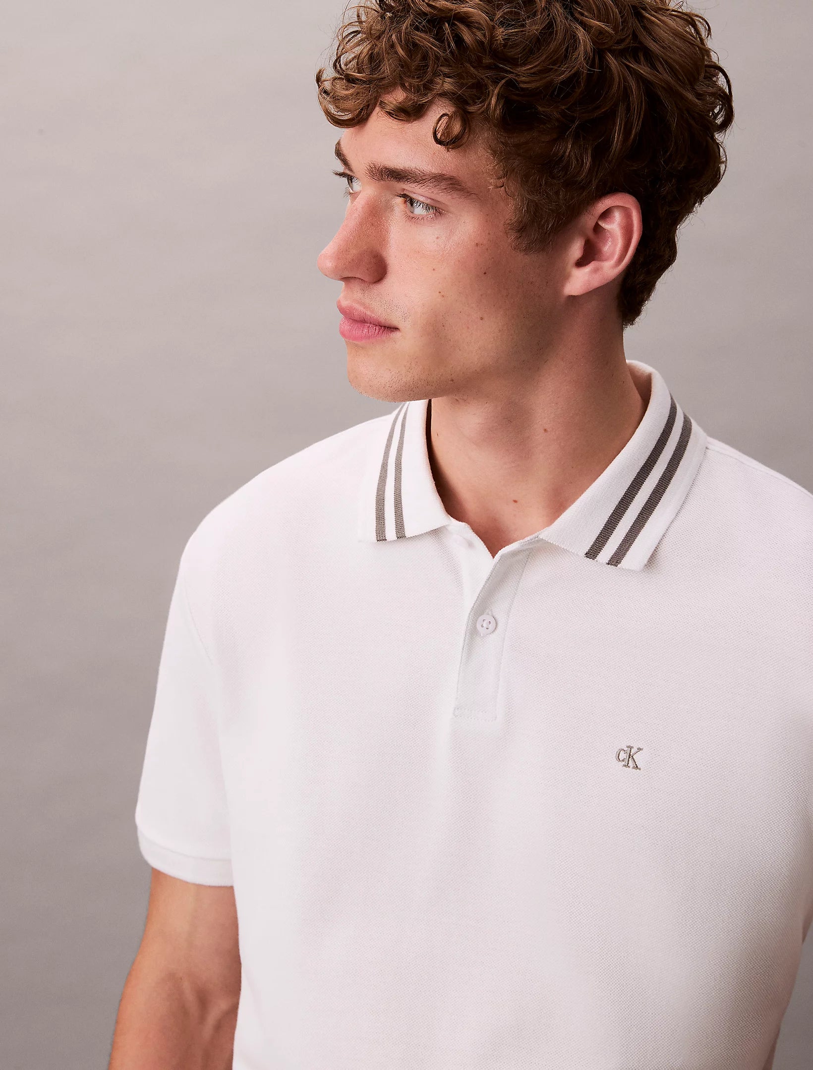 Calvin Klein Pique Tipped Classic Polo Shirt in White