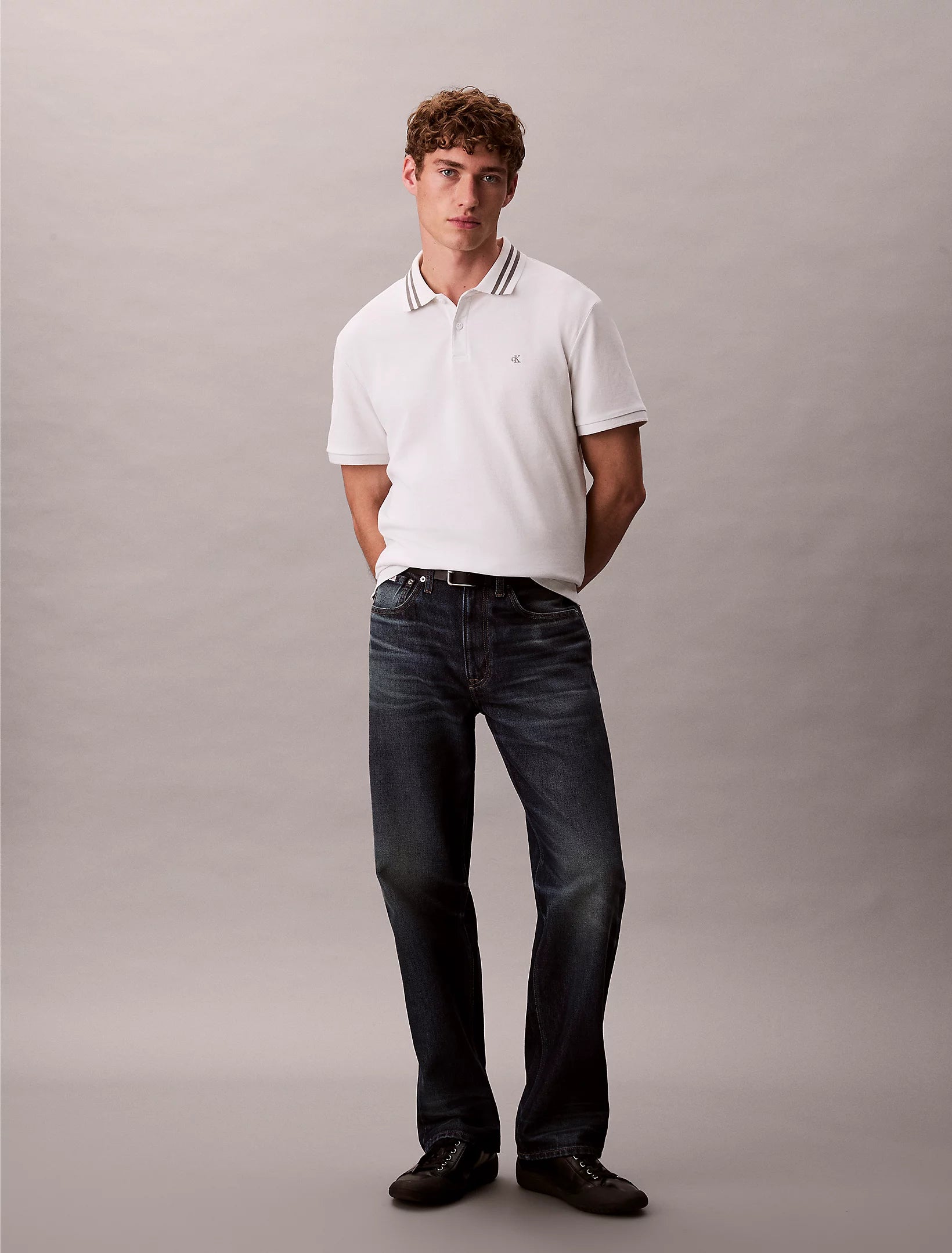 Calvin Klein Pique Tipped Classic Polo Shirt in White