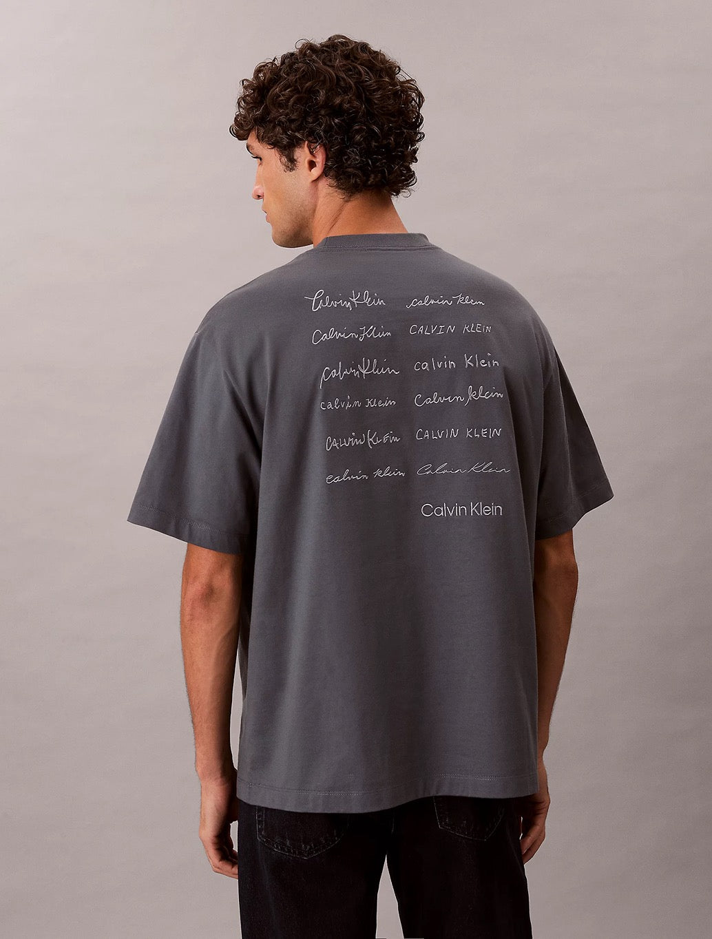 Calvin Klein Relaxed Script Logo T-Shirt - Denim Dark