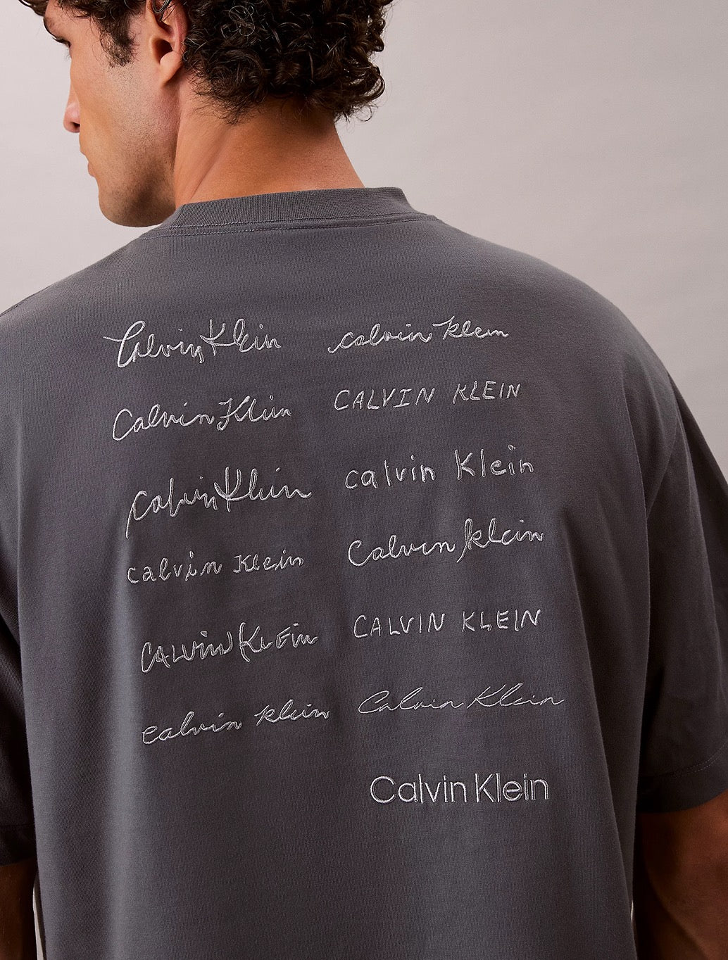 Calvin Klein Relaxed Script Logo T-Shirt - Denim Dark