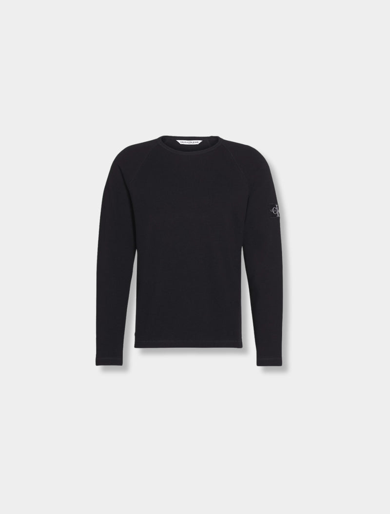 Calvin Klein - Slim Long Sleeve Waffle T-Shirt - Black