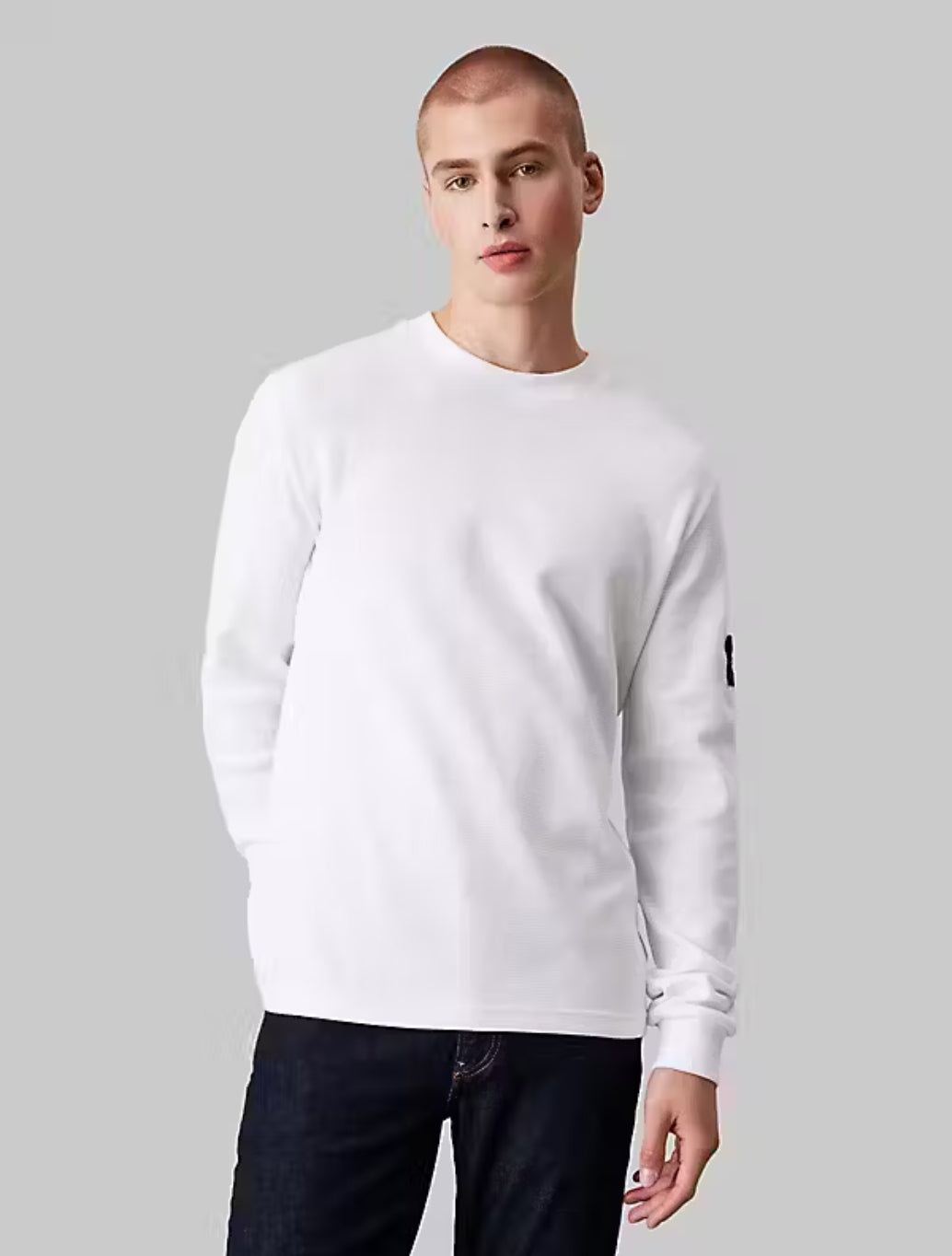 Calvin Klein - Slim Long Sleeve Waffle T-Shirt - White
