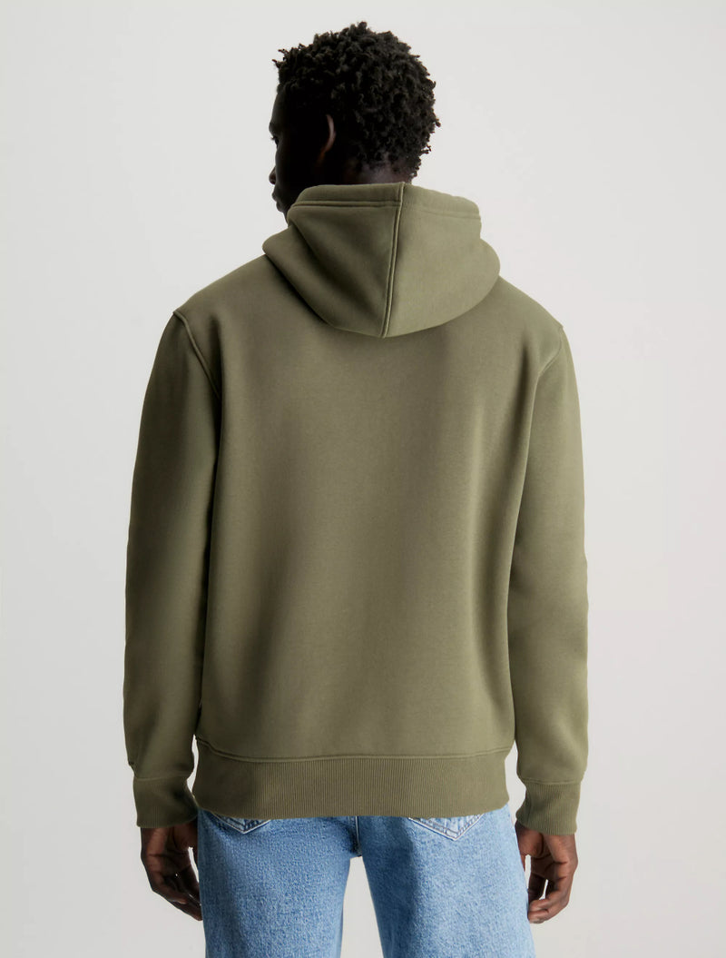 Calvin Klein - Small Monogram Fleece Hoodie - Khaki