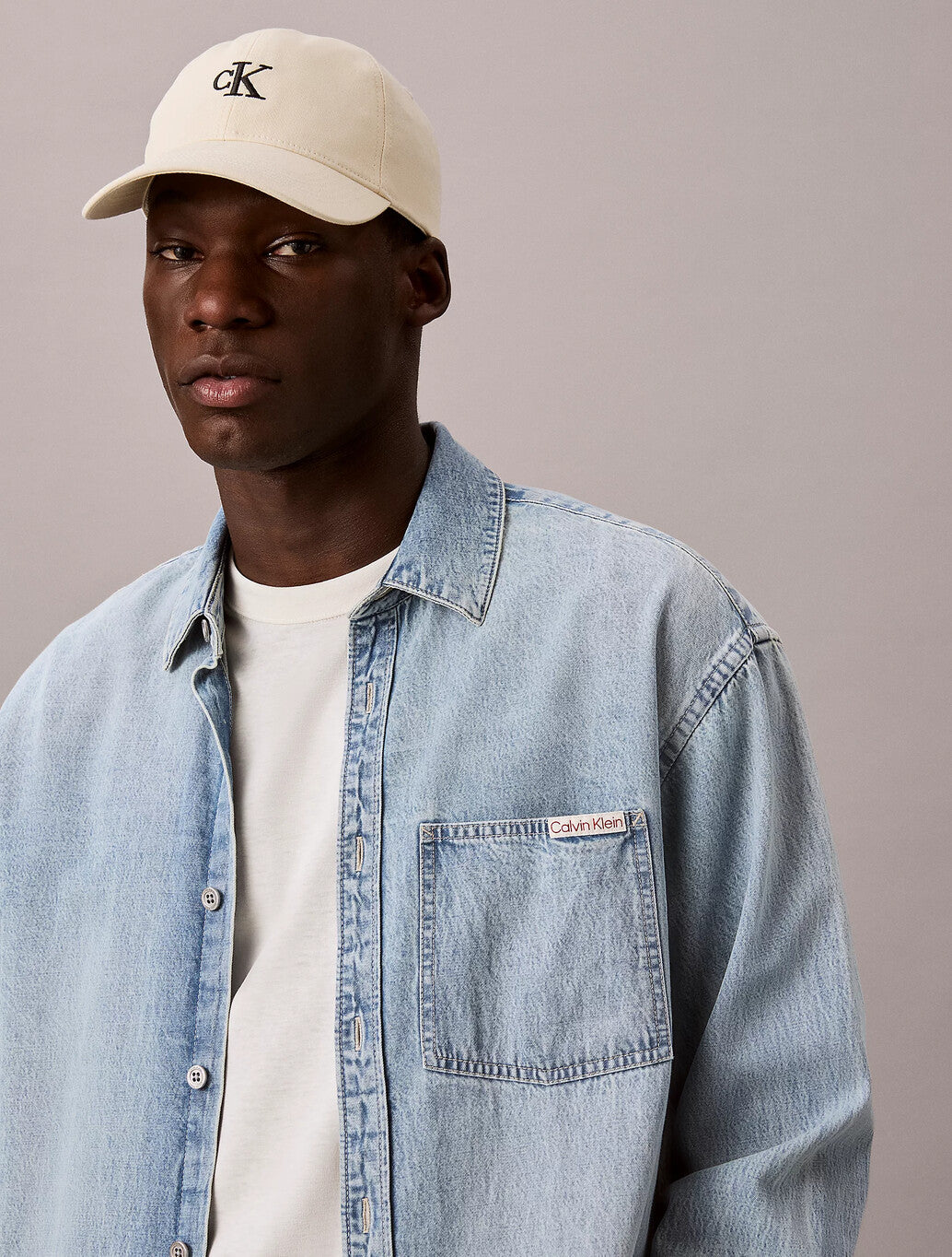 Calvin Klein Twill Logo Cap in Cream