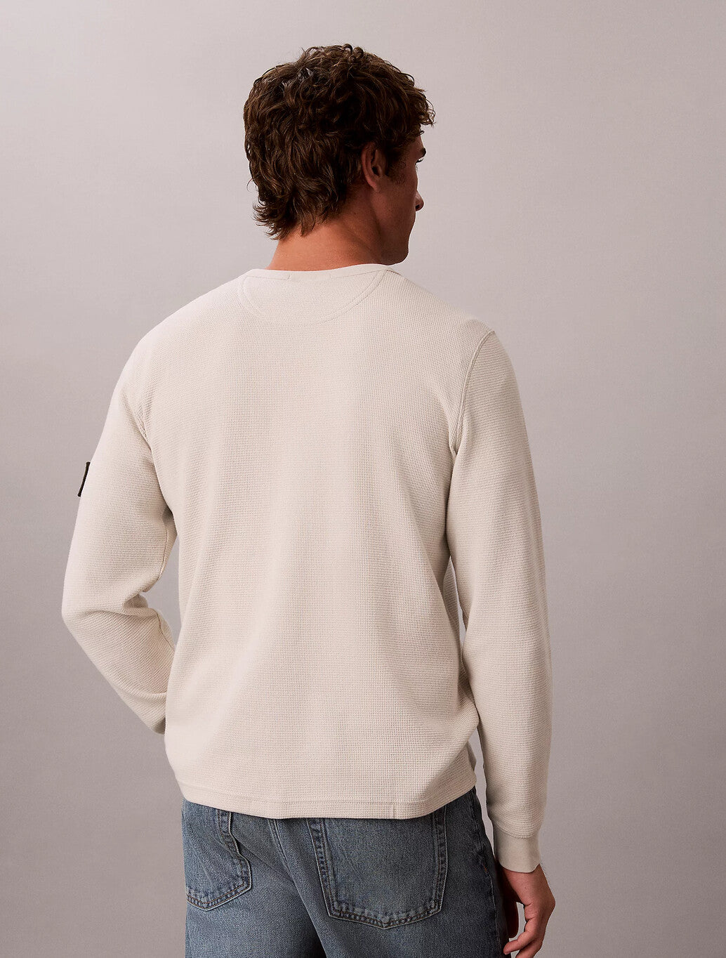 Calvin Klein Waffle Badge Long Sleeve T-Shirt in Moonstruck