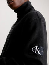 Calvin Klein - Waffle Cotton Zip Neck Sweatshirt - Black