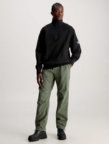 Calvin Klein - Waffle Cotton Zip Neck Sweatshirt - Black