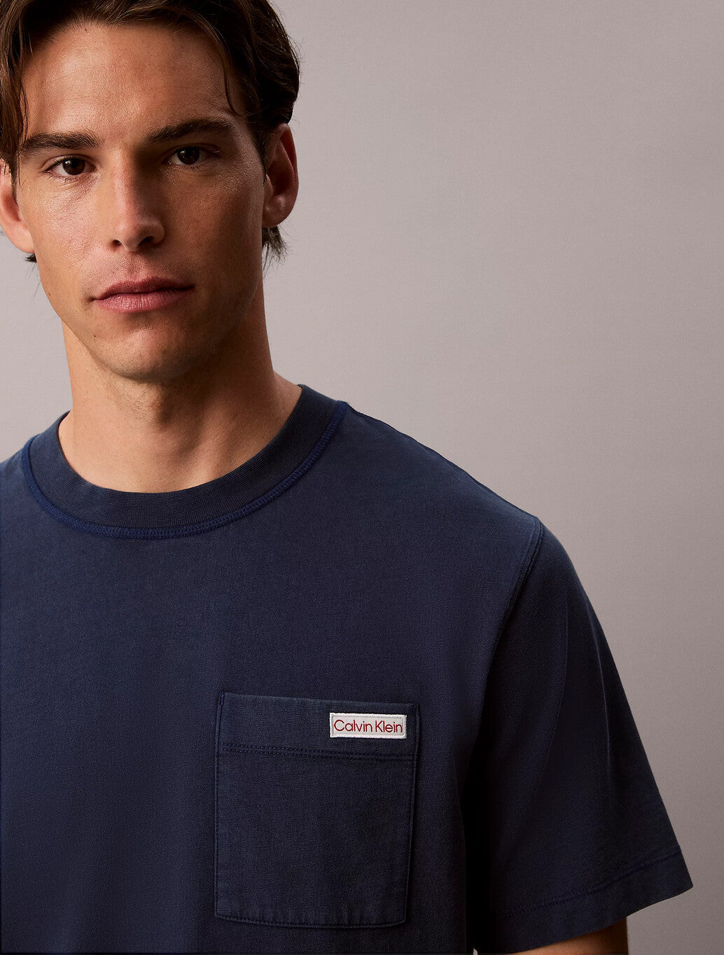 Calvin Klein Washed Cotton Pocket T-Shirt in Pageant Blue
