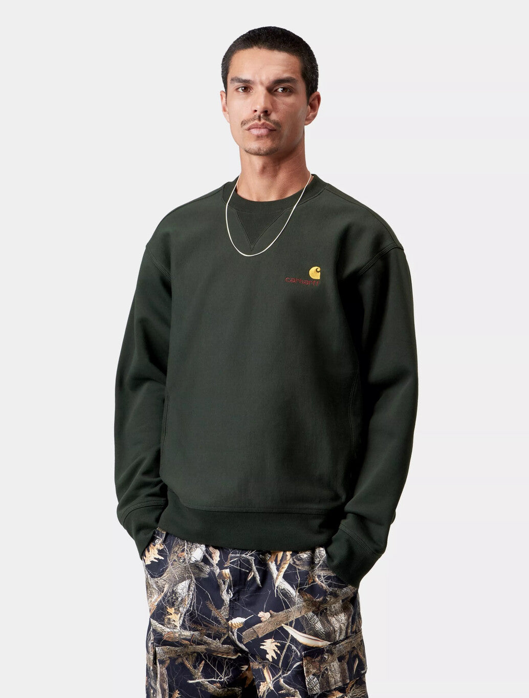 Carhartt WIP American Script Sweatshirt in Dark Green