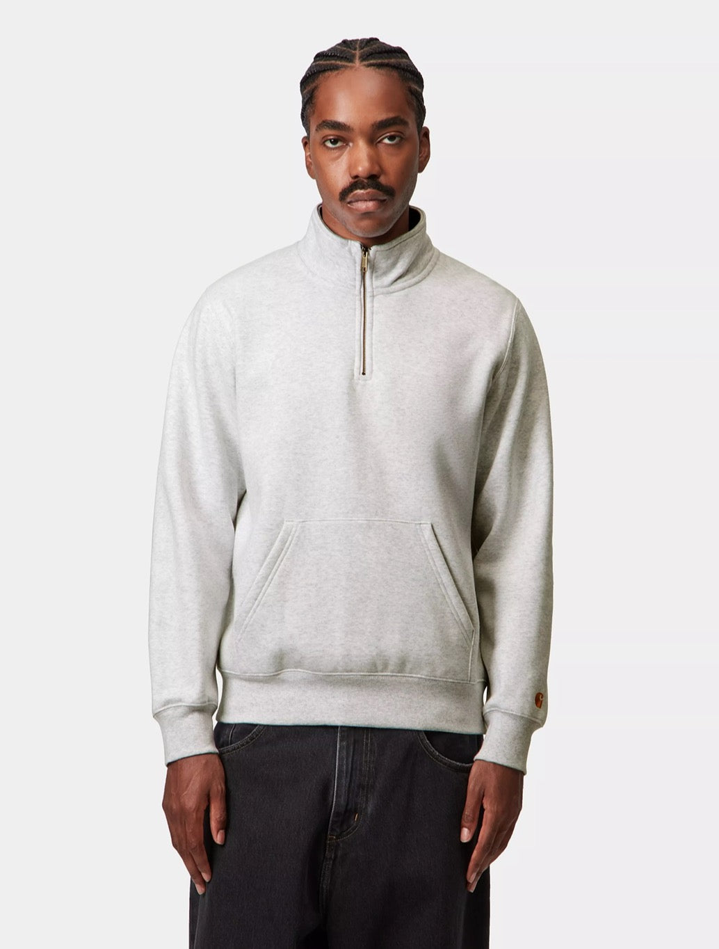 Carhartt WIP - Chase Neck Zip Sweatshirt - Light Grey
