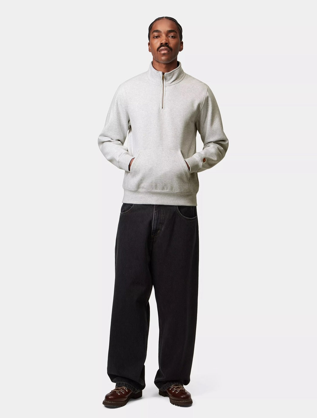 Carhartt WIP - Chase Neck Zip Sweatshirt - Light Grey
