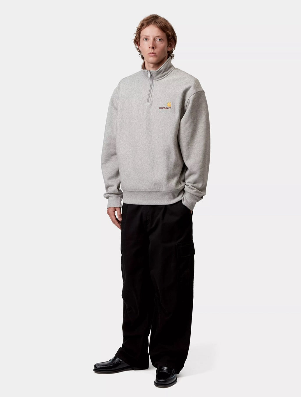 Carhartt WIP - Half Zip American Script Sweatshirt - Light Grey