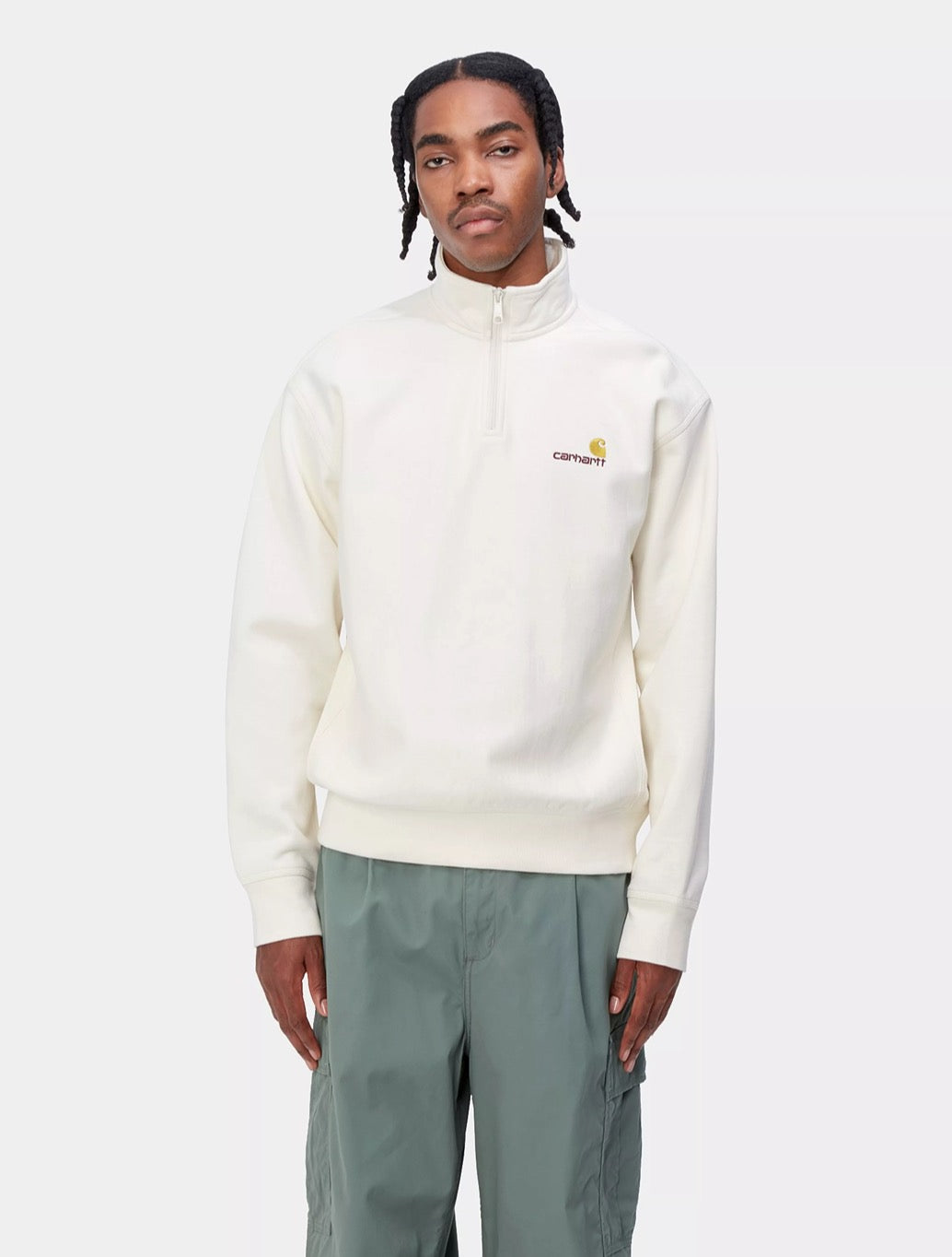 Carhartt WIP - Half Zip American Script Sweatshirt in Cream