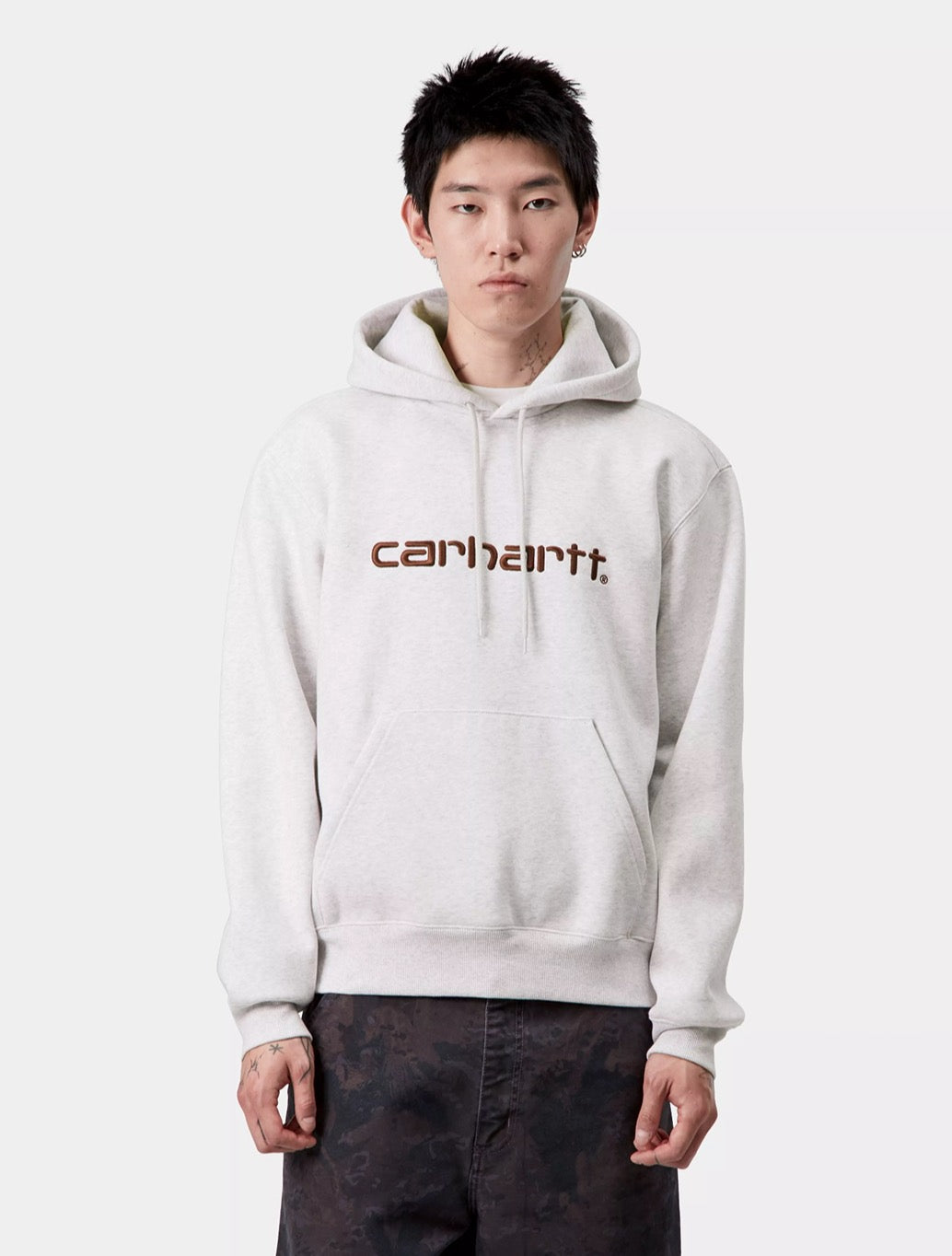 Carhartt WIP - Hooded Carhartt Logo Sweatshirt - Light Grey