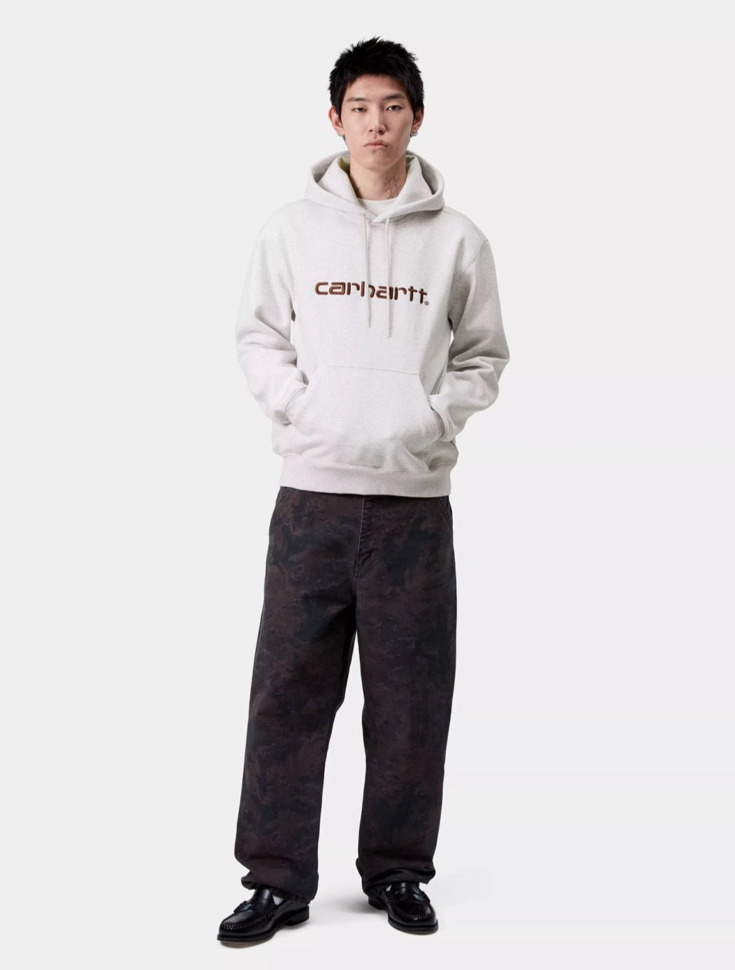 Carhartt WIP - Hooded Carhartt Logo Sweatshirt - Light Grey