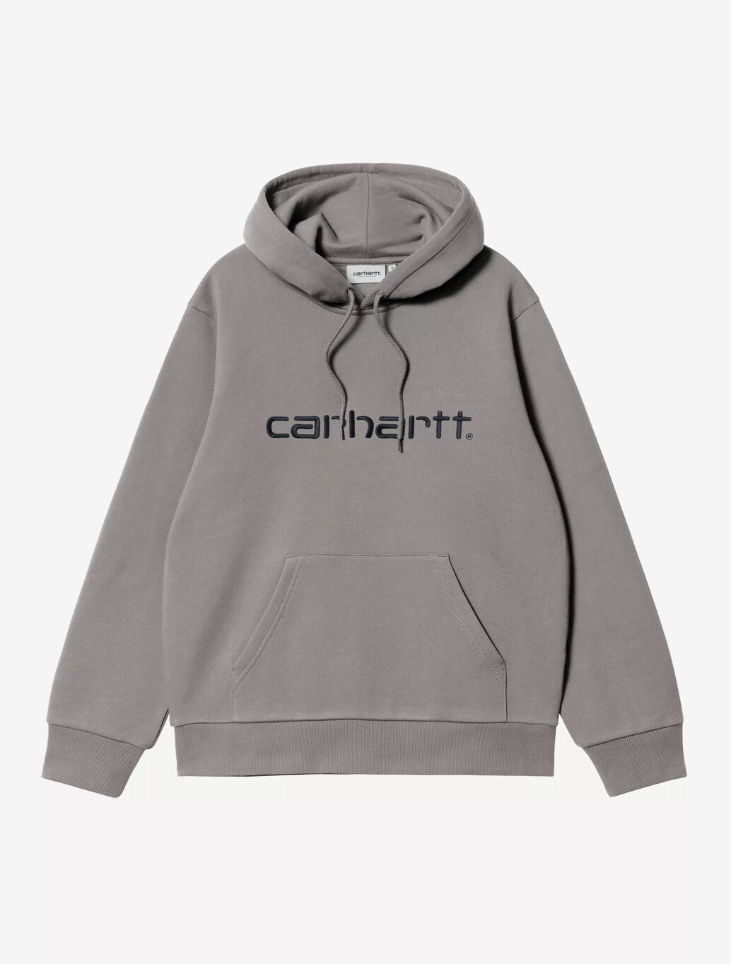 Carhartt WIP Hooded Carhartt Sweatshirt in Shady Grey / Dark Navy