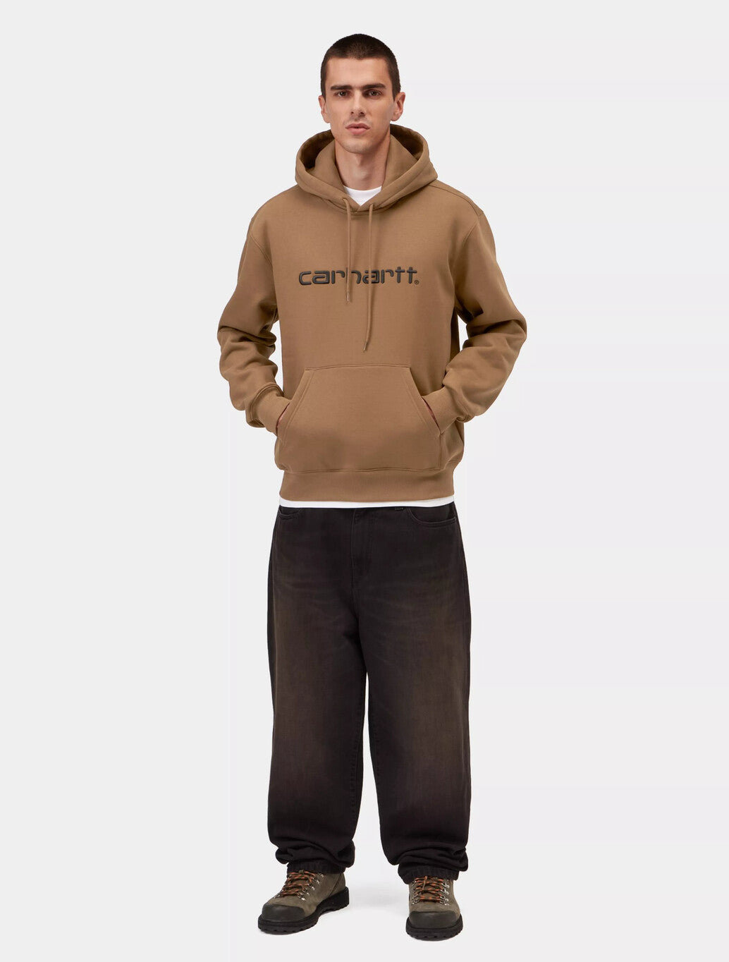 Carhartt WIP Hooded Carhartt Sweatshirt in WIP H Brown / Black