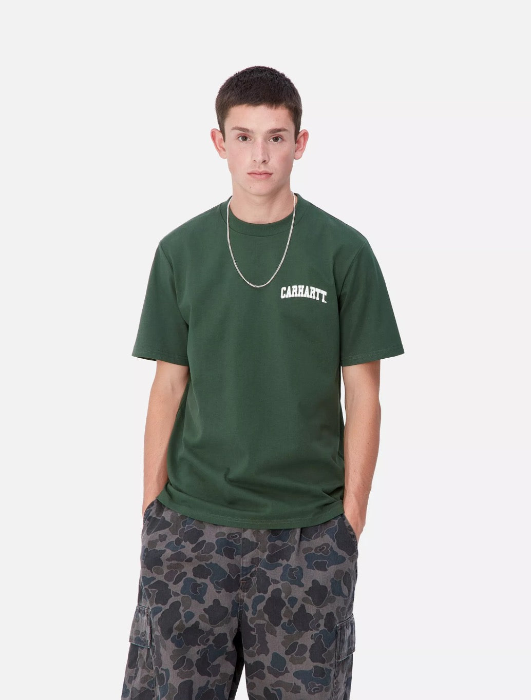 Carhartt WIP - S/S University Script Logo T-Shirt - Dark Green