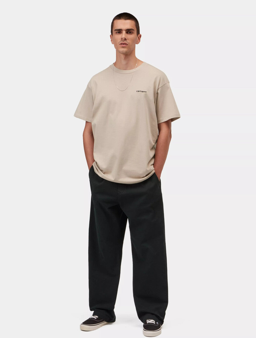 Carhartt WIP Script Embroidery T-Shirt in Beige