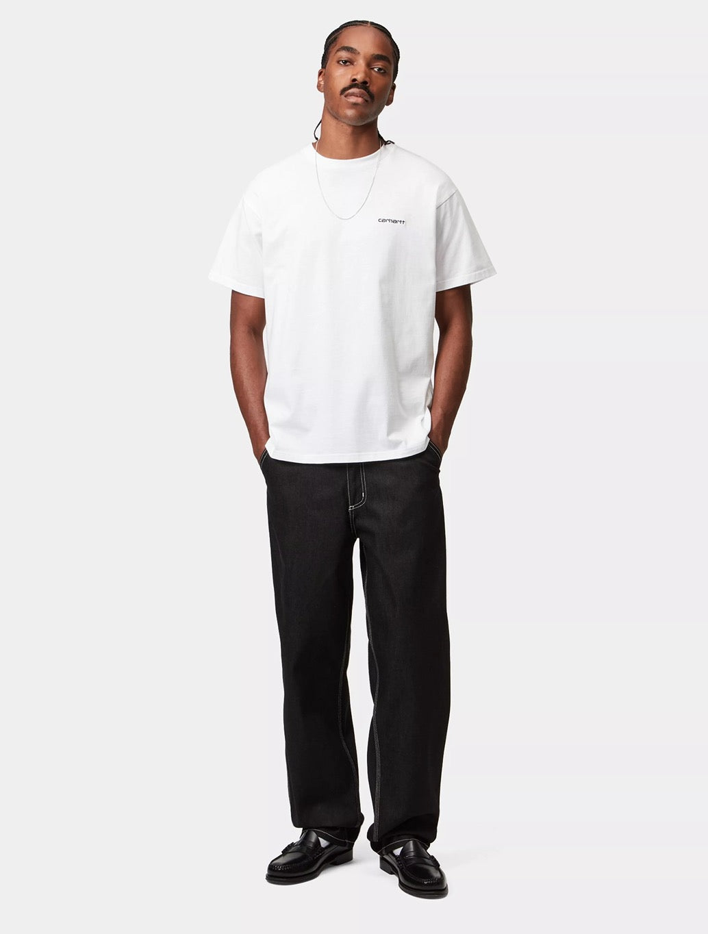 Carhartt WIP S/S Script Embroidery T-Shirt in White