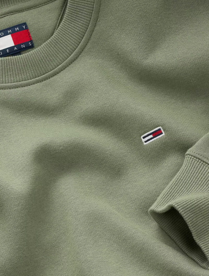 Tommy Jeans - Small Flag Crew Neck Sweatshirt - Light Khaki