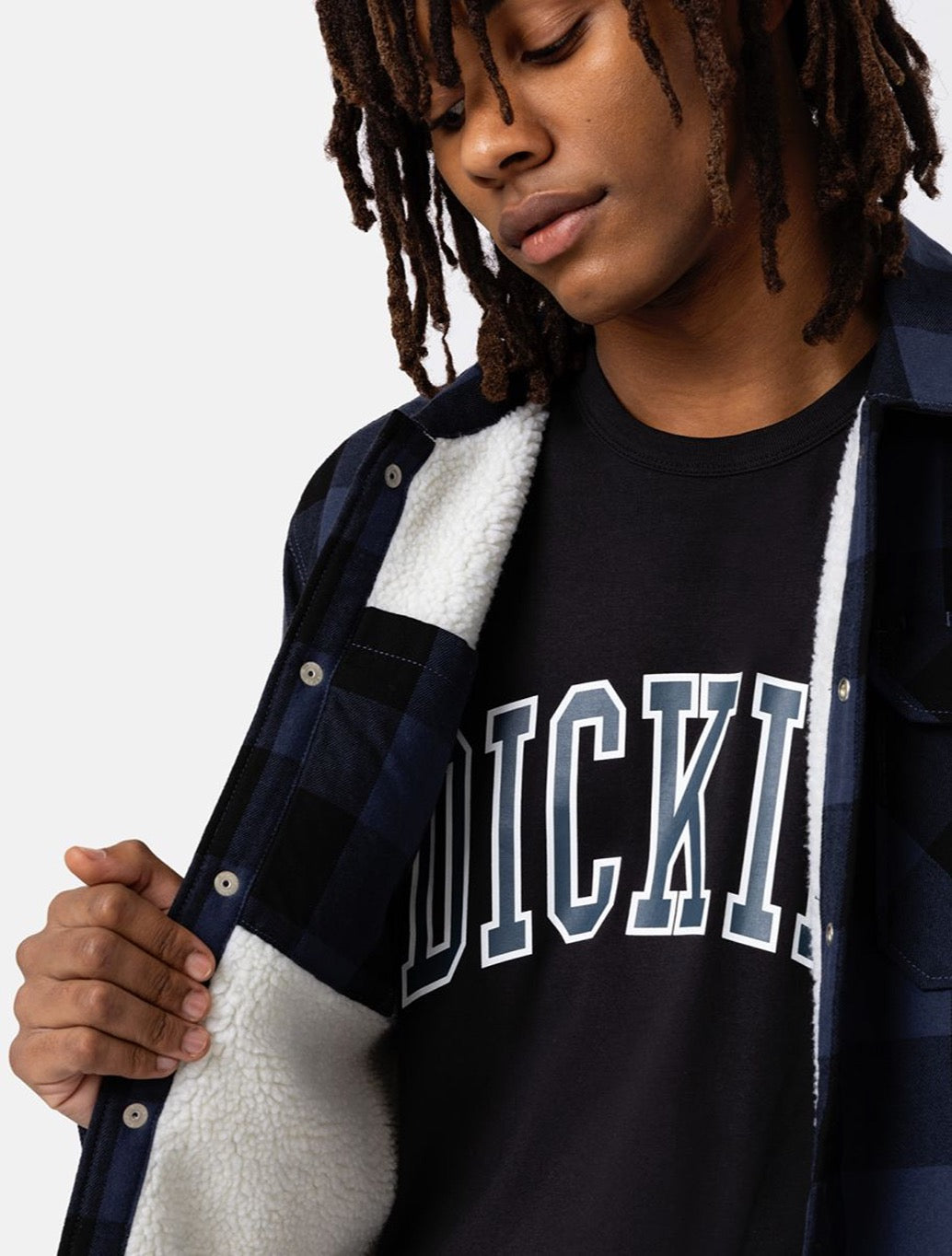 Dickies - Sherpa Lined Sacramento Shirt - Navy/Blue Check