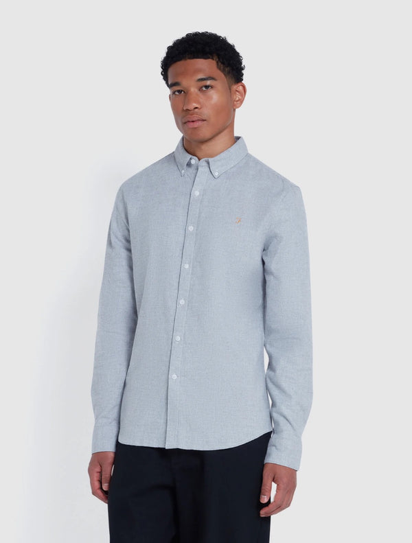 Farah - Alban Woven Twill Slim Fit Shirt - Light Grey