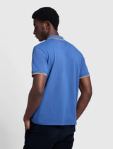 Farah - Alvin Organic Cotton Tipped Collar Short Sleeve Polo Shirt - Storm Blue