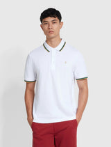 Farah - Alvin Organic Cotton Tipped Collar Short Sleeve Polo Shirt - White