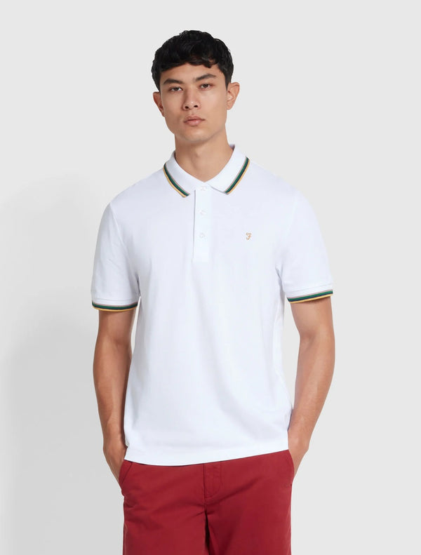 Farah - Alvin Tipped Collar Polo Shirt - White