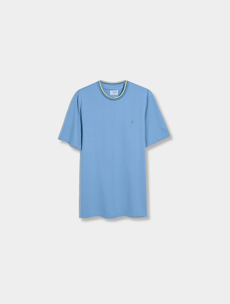 Farah - Alvin Regular Fit Tipped T-Shirt - Light Blue