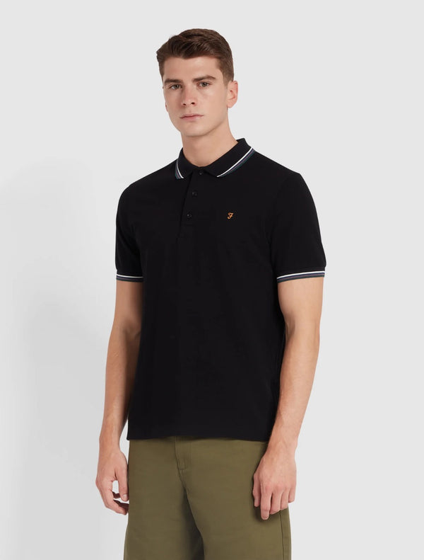 Farah - Alvin Tipped Collar Polo Shirt - Black