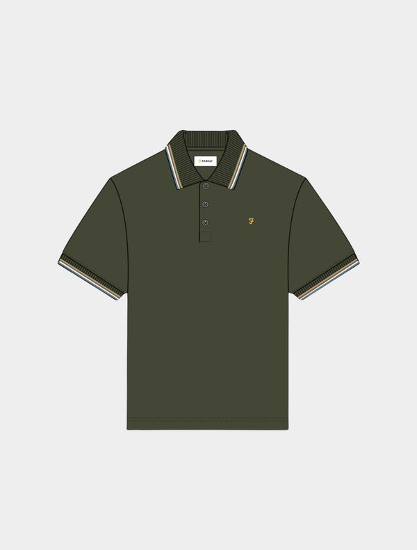 Farah - Alvin Tipped Collar Polo Shirt - Dark Green