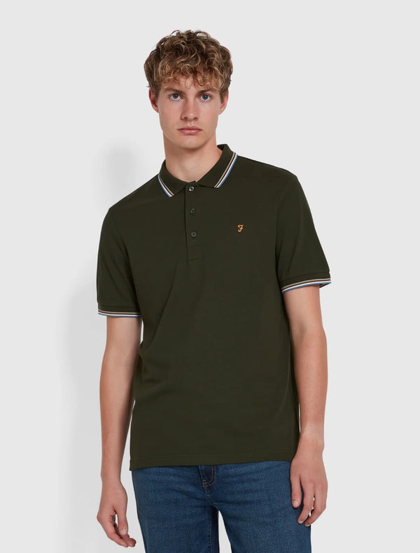 Farah - Alvin Tipped Collar Polo Shirt - Dark Green