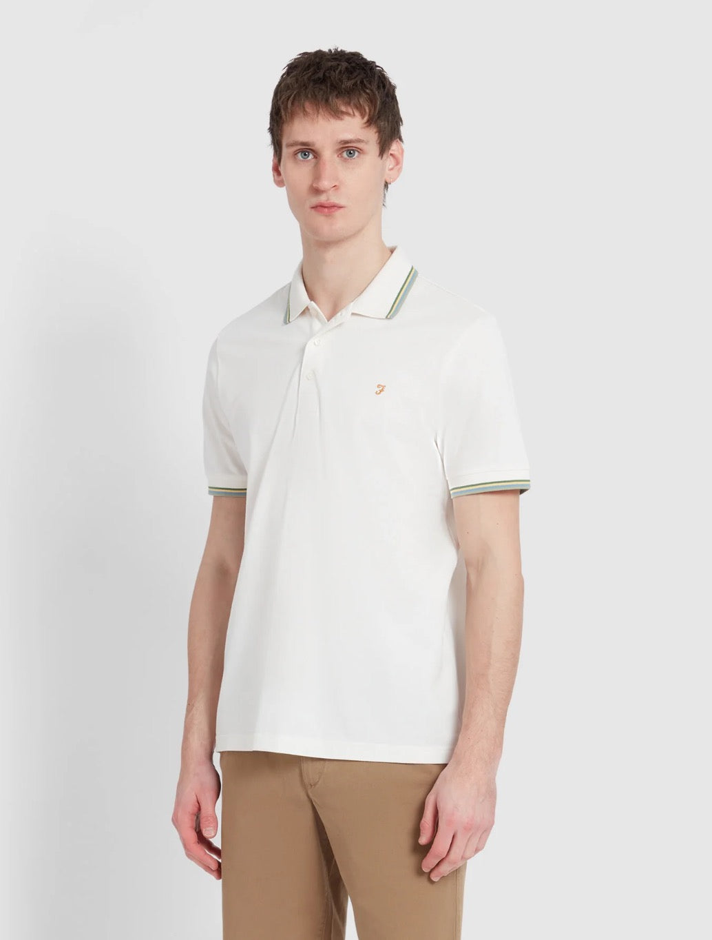 Farah - Alvin Tipped Collar Polo Shirt - Ecru